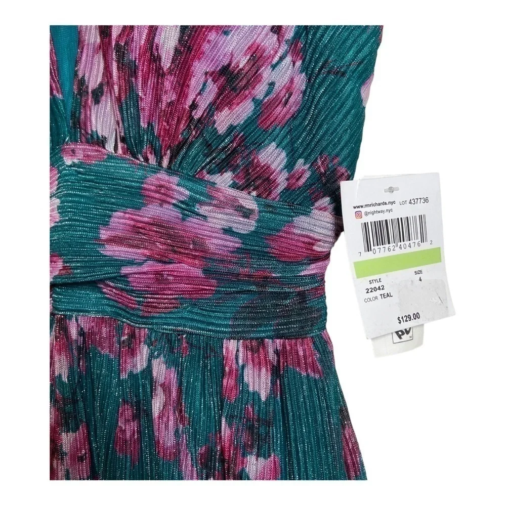 NIGHTWAY Floral-Print Pleated Gown NWT - Picture 6 of 9